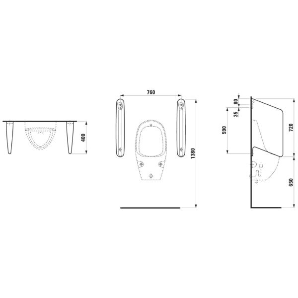 LAUFEN RION Pisoárová deliaca stena vrátane montážnej sady, H8476000000001