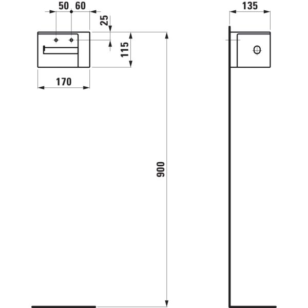 LAUFEN VAL Držiaky WC papiera, vrátane inštalačnej sad, ľavý, Grafit mat 758, H8722817580001