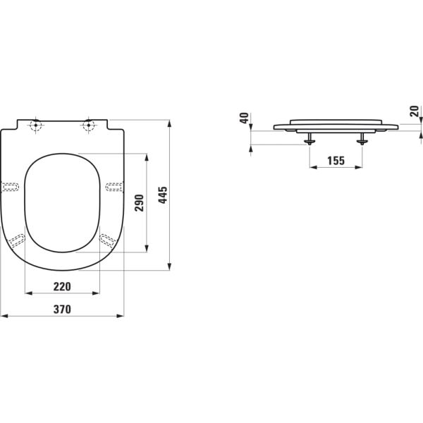 LAUFEN LUA, WC sedadlo bez poklopu, Biela 000, 446x367 mm, H8910840000001