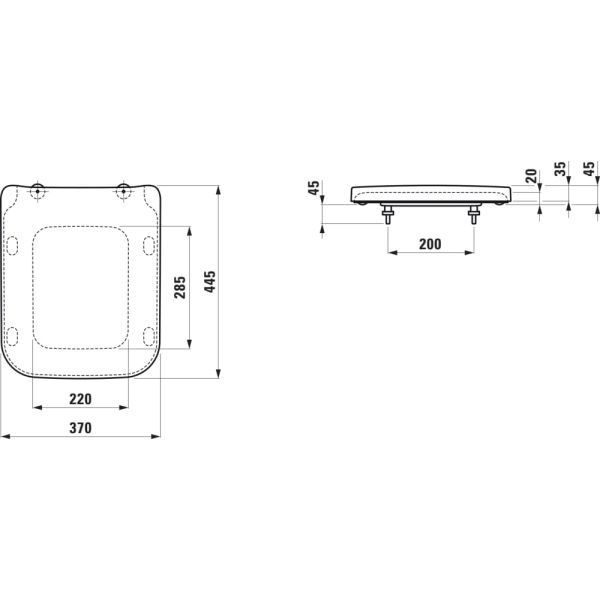 LAUFEN LAUFEN PRO S, WC sedadlo s poklopom (odnímateľné), Biela 000, 445x365 mm, H8919600000001