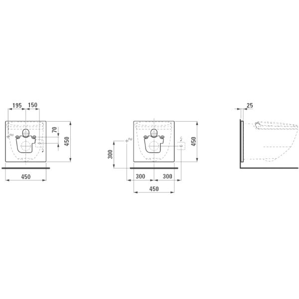 LAUFEN CLEANET RIVA Prídavná montážna podložka 45 × 45 × 2,5 cm pre Riva H820691, biela, iba pre inštaláciu, ak sú pripojenia ďalej než 9 cm od stredu, H8946900000001