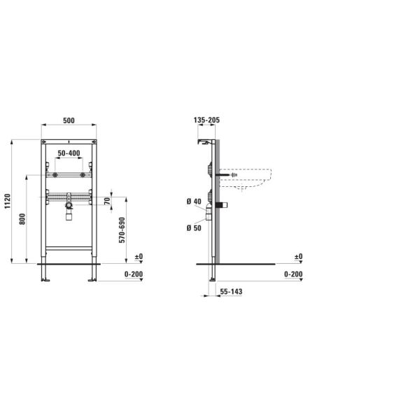LAUFEN INEO Rámový podomítkový modul pre umývadla, do ľahkej steny, H9101030000001