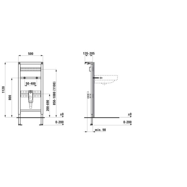 LAUFEN INEO Rámový podomietkový modul, pre umývadlá, pre bezbariérové kúpeľne, do ľahkej priečky, H9101040000001