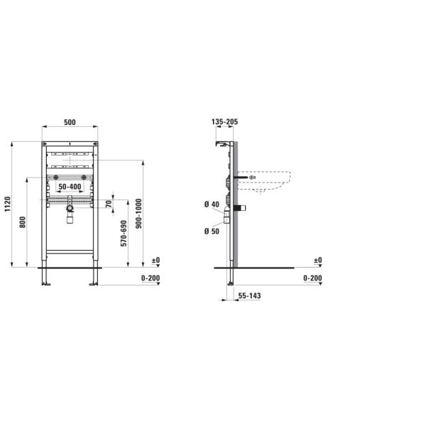 LAUFEN INEO Rámový podomítkový modul pre umývadla, Simibox, do ľahkej steny, H9101110000001