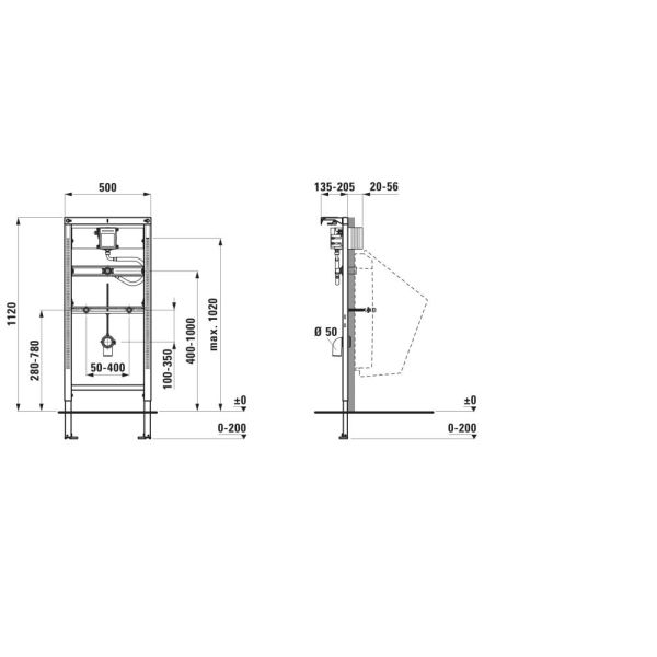 LAUFEN INEO Rámový podomietkový modul pre závesné pisoáre bez zabudovaného senzorového splachovania, do ľahkej steny, H9401010000001