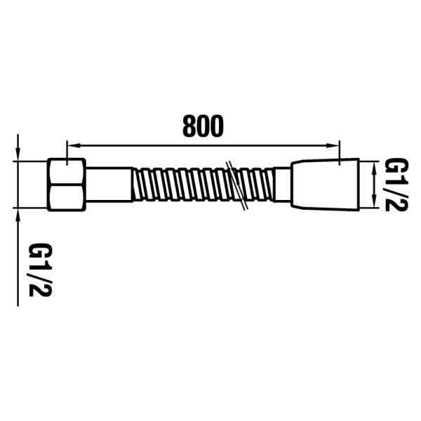 LAUFEN SHOWER PROGRAMME Kovová sprchové hadica, 1/2" dĺžka: 800 mm, Chróm 100, HF105653100000