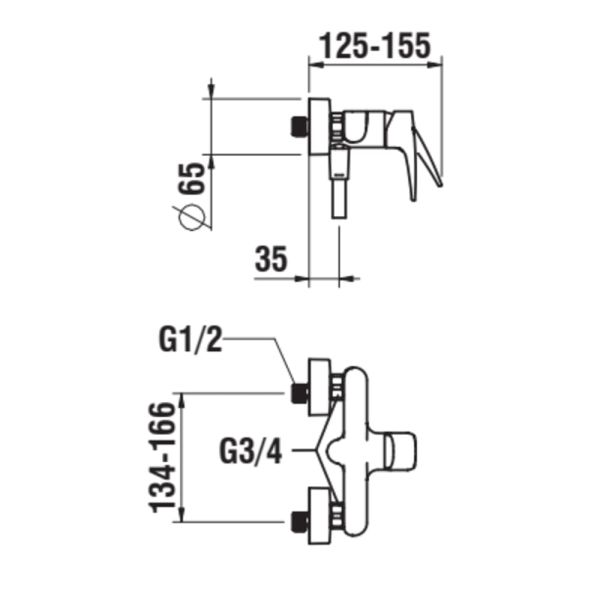 LAUFEN LAURIN Sprchová nástenná páková batéria, s ručnou sprchou Stella 80 mm a syntetickou sprchovou hadicou 1600 mm, PVD titán čierný mat 428, HF500750428600