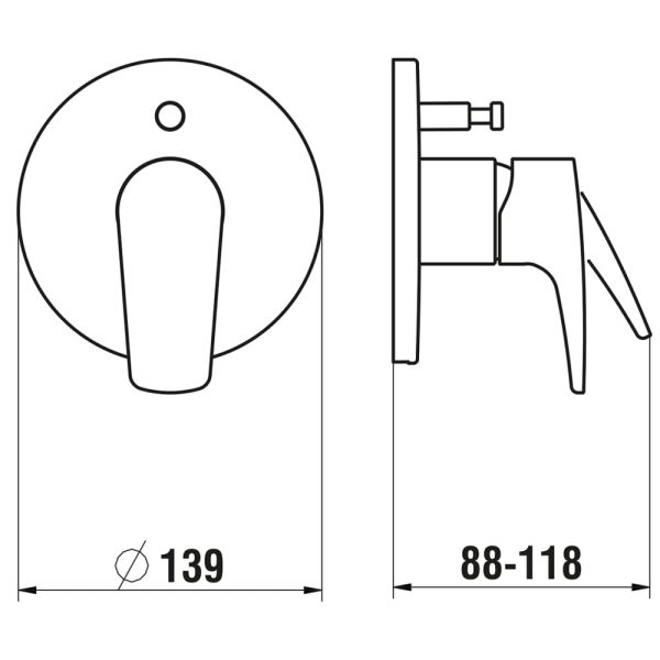 LAUFEN LAURIN Vrchný set podomietkovej sprchovej batérie, bez prepínača, pre Simibox alebo Simibox Light, Chróm 100, HF500789100000