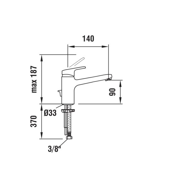 LAUFEN CITYPRO Umývadlová páková batéria s výtokom 140 mm, bez automatickej výpuste, Chróm 100, HF500904100000