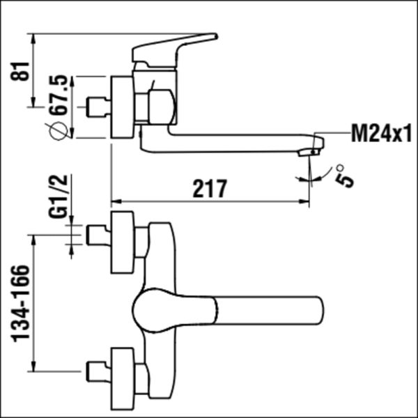 LAUFEN CITYPRO Umývadlová nástenná páková batéria, rameno 225 mm, Chróm 100, HF500923100600