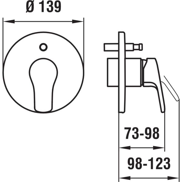 LAUFEN CITYPRO Vrchná súprava podomietkovej vaňovej batérie pre Simibox Standard a Light, so spätnou klapkou, Chróm 100, HF500989100000
