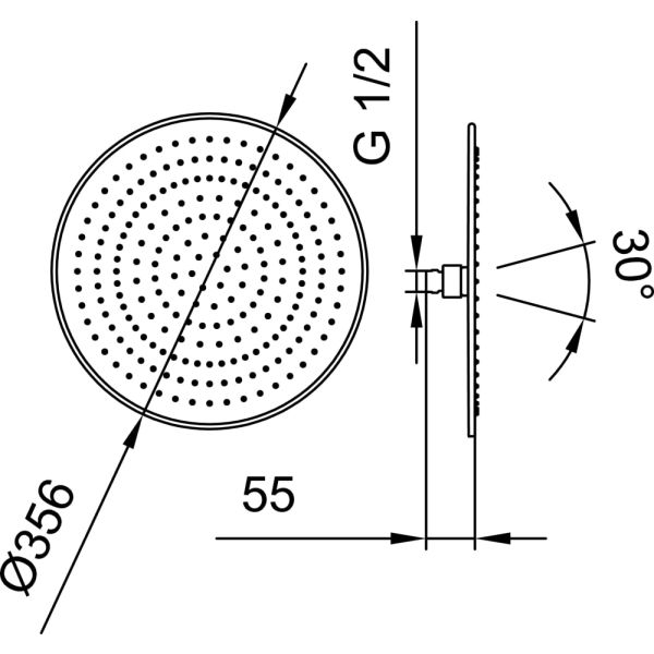 LAUFEN SHOWER PROGRAMME Hlavová sprcha kruhová, Ø 356 mm, Chróm 100, HF504726100000