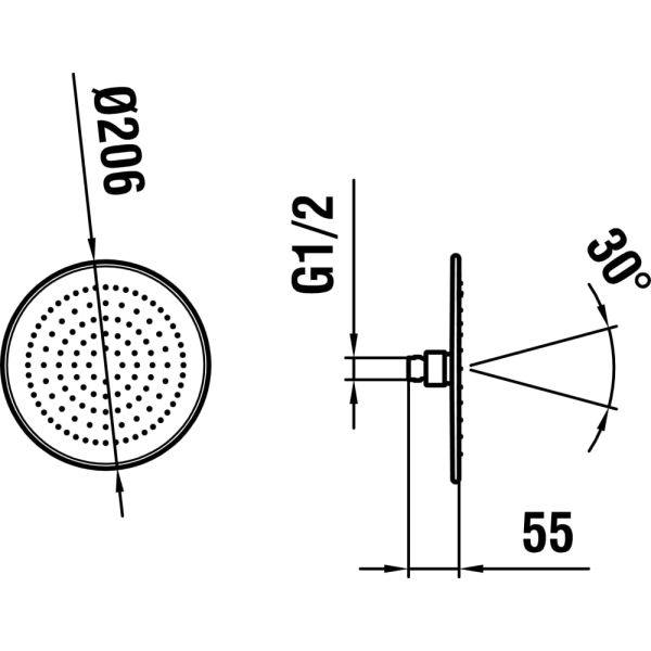 LAUFEN SHOWER PROGRAMME Hlavová sprcha kruhová, prietok 12 l/min Ø 206 mm, Chróm 100, HF504729100000