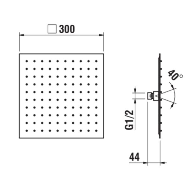 LAUFEN QUADRIGA Hlavová sprcha štvorcová s dažďovým efektom, ultra plochá, 300 x 300 mm, Chróm 100, HF504732100000