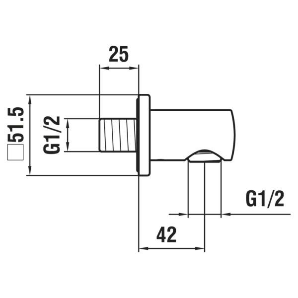 LAUFEN SHOWER PROGRAMME City pripojenie sprchovej hadice 1/2 ", Chróm 100, HF504771100000