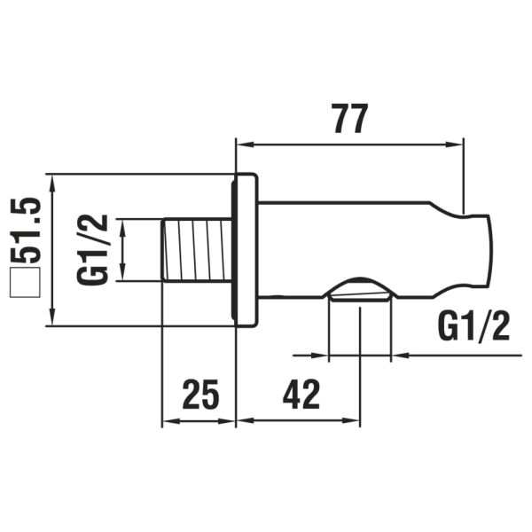LAUFEN SHOWER PROGRAMME City pripojenie sprchovej hadice 1/2 "s nástenným držiakom ručnej sprchy, Chróm 100, HF504773100000