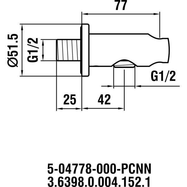 LAUFEN SHOWER PROGRAMME Pripojenie sprchovej hadice 1/2", s nástenným držiakom ručnej sprchy, PVD inox kartáčovaná oceľ 423, HF504778423000