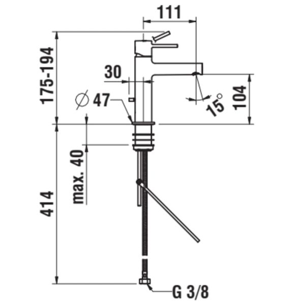 LAUFEN TWINPLUS SLIM Umývadlová stojančeková páková batéria, výtok 110 mm, s tiahlom výpuste, bez automatického výpustu, Chróm 100, HF505401100010