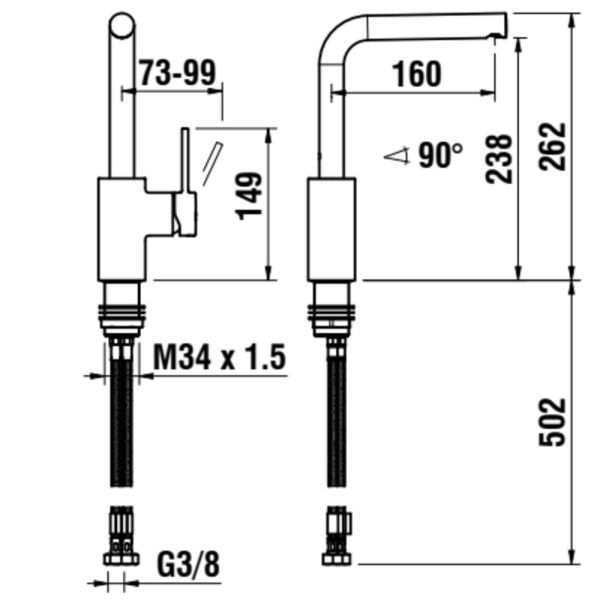 LAUFEN TWINPLUS SLIM Umývadlová stojančeková páková batéria, s otočným výtokom 160 mm, bez výpustu, Chróm 100, HF505408100000