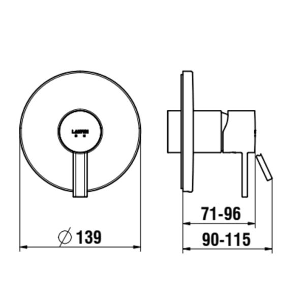 LAUFEN MEDA Vrchný set podomietkovej sprchovej batérie pre Simibox alebo Simibox Light, Chróm 100, HF506678100000