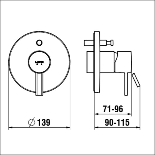 LAUFEN MEDA Vrchný set podomietkovej vaňovej batérie, s prepínačom, pre Simibox alebo Simibox Light, bez zavzdušňovacieho ventilu, Chróm 100, HF506679100000
