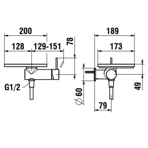 LAUFEN ADA Sprchová podomietková páková batéria pre 1-bodový Simibox, s ručnou sprchou a hadicou, vrátane poličky s otvorom, PVD čierna/mramor čierny 516, HF506755516000