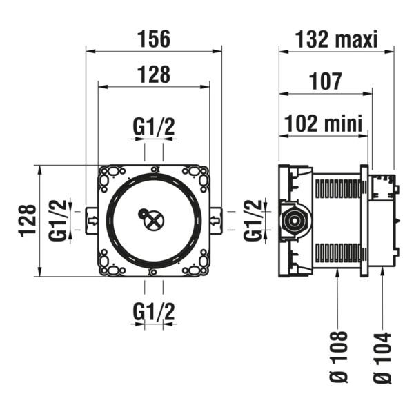 LAUFEN Simibox, pre vaňovú-sprchovú a sprchovú podomietkovú batériu, nutné objednať zvlášť, HF574007000000