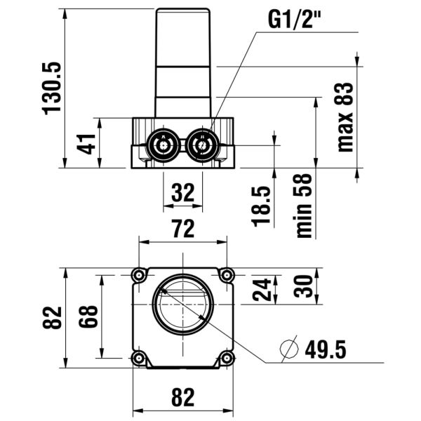 LAUFEN Simibox 1-Point, podomietkový montážny blok, HF574036000000