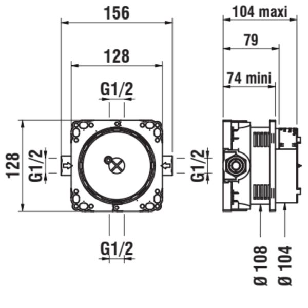 LAUFEN Simibox light, teleso pre podomietkové batérie s uzatváracím ventilom, HF574037000000