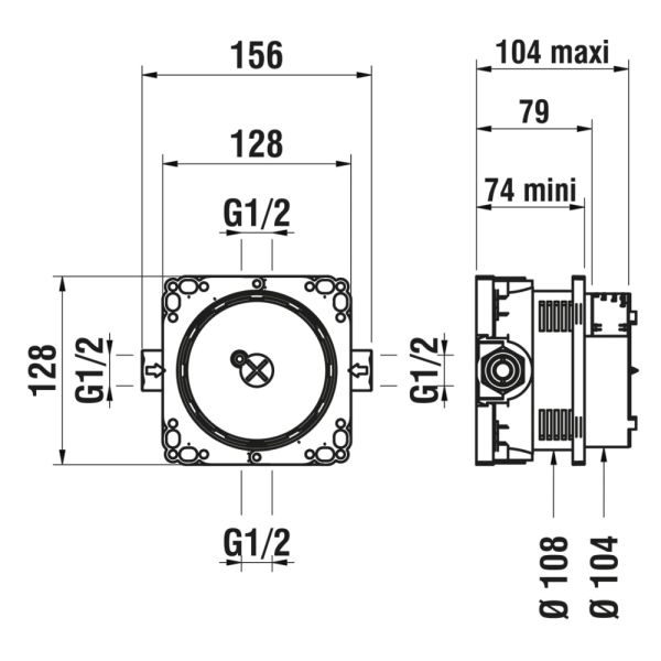 LAUFEN Simibox light, teleso pre podomietkové batérie bez uzatváracieho ventilu, HF574038000000