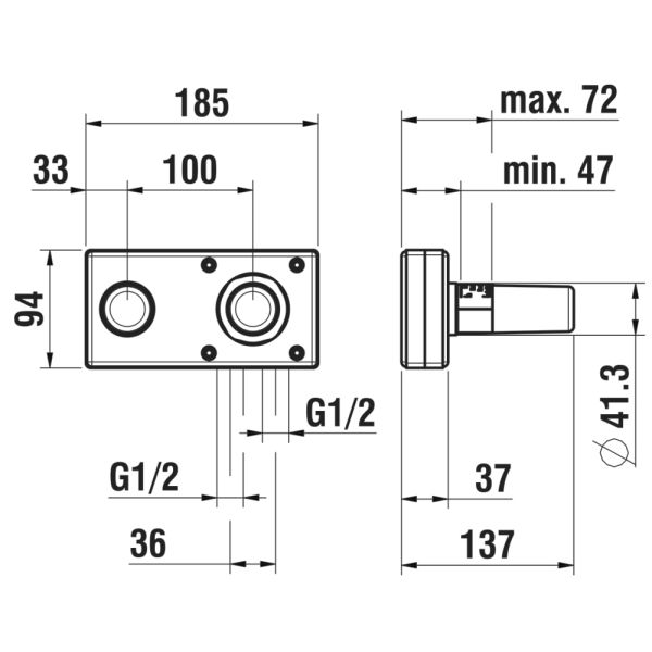 LAUFEN Simibox, podomietkové teleso 2-bodové, kartuša priemer 25 mm, HF574049000000