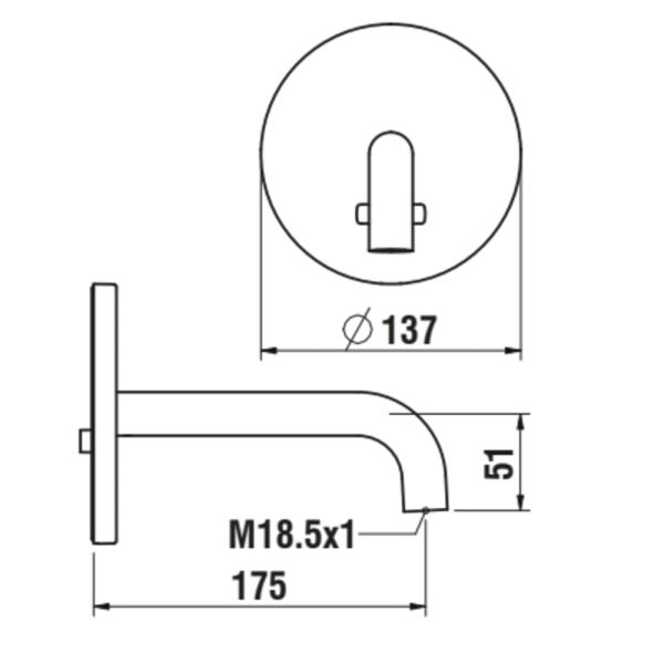 LAUFEN TWINTRONIC Podomietková elektronická umývadlová batéria, na batériu, s IČ senzorom, na studenú alebo zmiešanú vodu, pevný výtok 175mm, pre Simibox Standard a Simibox Light, Chróm 100, HF707023100060