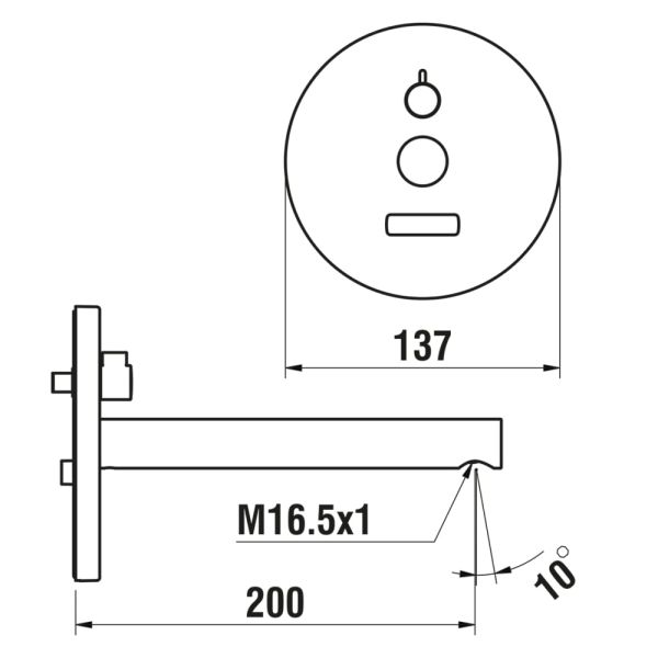 LAUFEN TWINTRONIC Podomietková elektronická umývadlová batéria, na batériu, s IČ senzorom, pevný výtok 200mm, pre Simibox Standard a Simibox Light, PVD inox kartáčovaná oceľ 423, HF707026423060