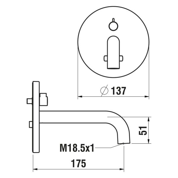 LAUFEN TWINTRONIC Podomietková elektronická umývadlová batéria, na sieťové pripojenie, s IČ senzorom, na studenú alebo zmiešanú vodu, pevný výtok 200mm, pre Simibox Standard a Simibox Light, Chróm 100, HF707027100000