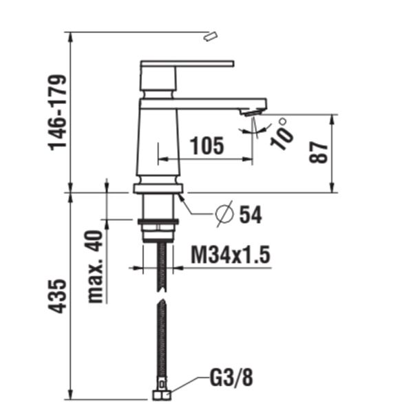 LAUFEN THE NEW CLASSIC Umývadlová páková batéria, pevný výtok 105 mm, chróm, bez automatického výpustu, PVD svetlo zlatá matná 462, HF900502462000