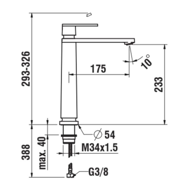 LAUFEN THE NEW CLASSIC Umývadlová páková batéria vysoká, pevný výtok 175 mm, bez automatického výpustu, PVD svetlo zlatá matná 462, HF900514462000