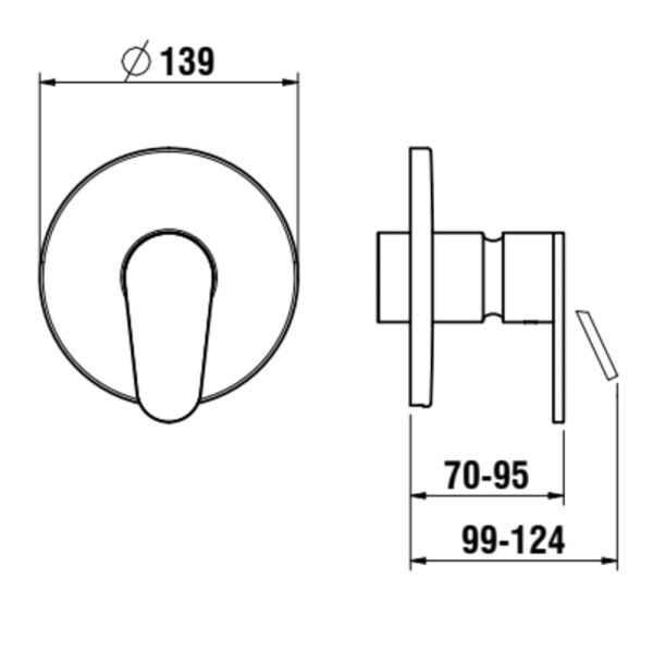 LAUFEN THE NEW CLASSIC Vrchný set podomietkovej sprchovej batérie pre Simibox alebo Simibox Light, Chróm 100, HF900578100000