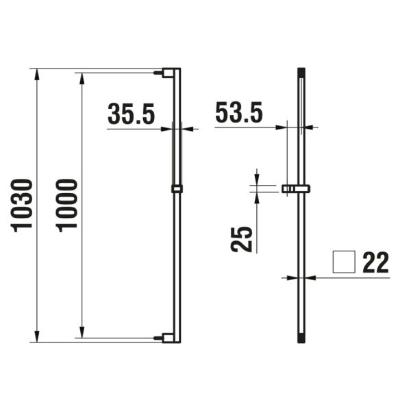 LAUFEN QUADRIGA Sprchová tyč, dĺžka: 1030 mm, PVD inox kartáčovaná oceľ 423, HF901158423000