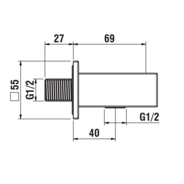 LAUFEN QUADRIGA Vaňová páková nástenná batéria pre podomietkové teleso Simibox 1-bodové, vr. syntetickej sprchovej hadice 1800 mm a ručné sprchy s 1 druhom prúdu, PVD inox kartáčovaná oceľ 441, HF901165441000