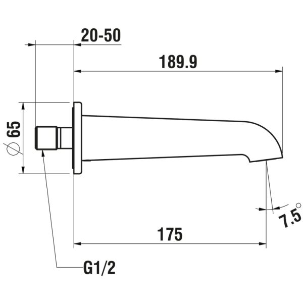 LAUFEN PURE Nástenný výtok 175 mm, Chróm 100, HF901771100000