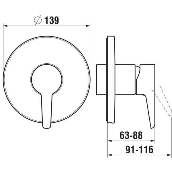 LAUFEN PURE Vrchný set podomietkovej sprchovej batérie pre Simibox alebo Simibox Light, Chróm 100, HF901778100000