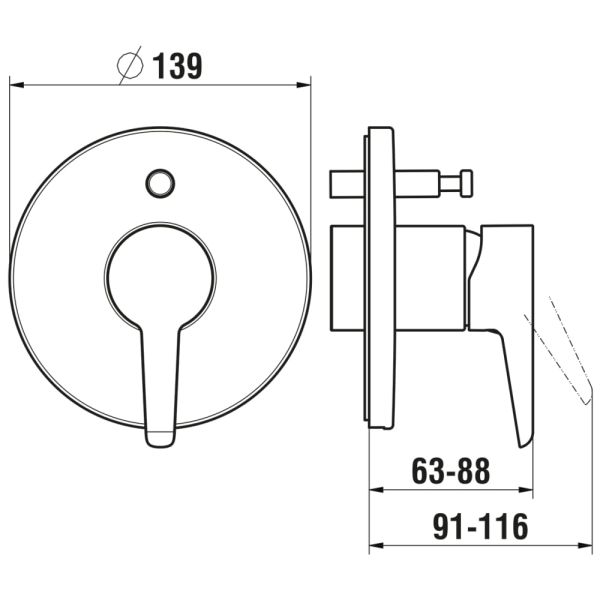 LAUFEN PURE Vrchný set podomietkovej vaňovej/sprchovej batérie pre Simibox alebo Simibox Light, s prepínačom a odvzdušňovacím ventilom, PVD inox kartáčovaná oceľ 423, HF901789423000