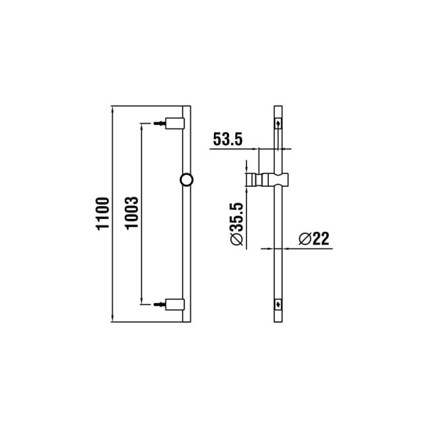 LAUFEN SHOWER PROGRAMME Sprchová tyč 'TwinGliss', dĺžka 1100 mm, Chróm 100, HF904794100000