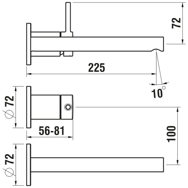 LAUFEN TWINPLUS Umývadlová páková podomietková batéria pre 2-bodové podomietkové teleso Simibox, výtok 225 mm, Chróm 100, HF905471100000