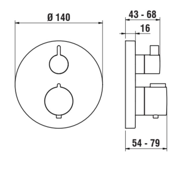 LAUFEN TWINPLUS|THERM Vrchná termostatická sada pre podomietkové sprchové batérie s 1-cestným prepínačom, PVD svetlo zlatá matná 462, HF905474462000