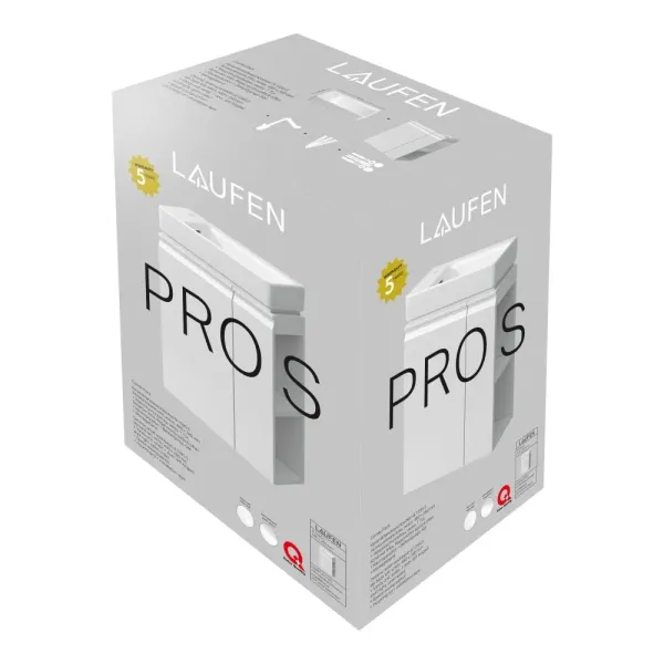 LAUFEN LAUFEN PRO S Umývadielko asymetrické ľavé H815955 so skrinkou, vr. sifónu a upevňovacie sady, 480x280x690 mm, Biela 463, H8629654631041