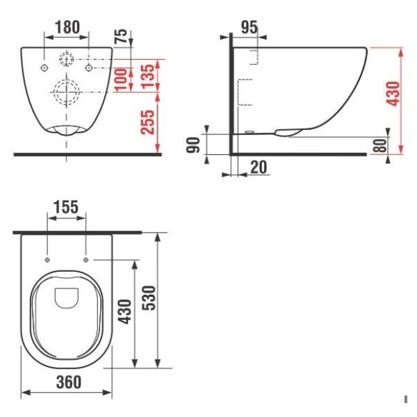 LAUFEN BASAL RIMLESS WC závesné 53x36 cm,  + WC sedadlo Slow-closing, H866E100000001