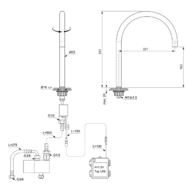 SOLOS Umývadlová batéria 1 otvorová, chróm, A7832AA