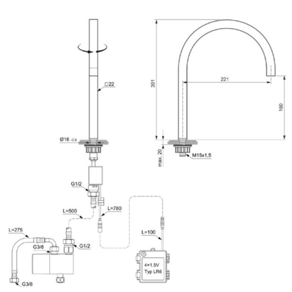SOLOS Umývadlová batéria 1 otvorová, kartačované zlato, A7833A2
