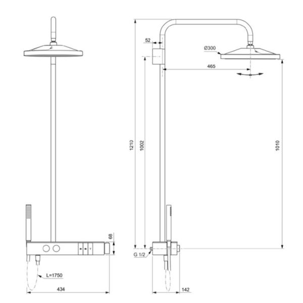 CERATHERM Solos Sprchový systém s termostatickou batériou s poličkou, A7884AA